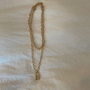 Princess Polly Gold Necklace w lock detail